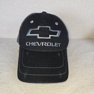 GM Licensed Chevrolet Bowtie Snapback Hat - Vintage/Washed Style - Black